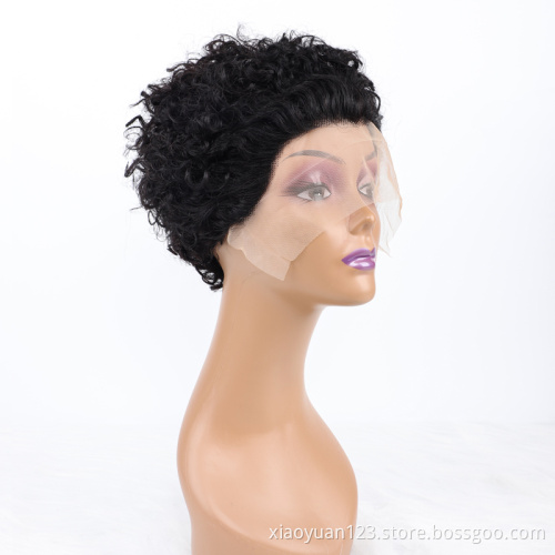Mayqueen Wholesale Wigs Vendor Unprocessed Short Curly Pixie Cut HD Brazilian Transparent Human Hair Lace Front Wigs For Women